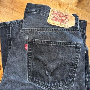 Levis 501 Jeans Mens 36x32 Black washed Denim Straight Leg Button Fly